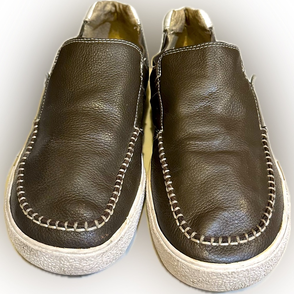 ORIGINAL PENGUIN BROWN PLATFORM LOAFER SLIP ON COMFORTABLE LEATHER CASUAL SZ: 11